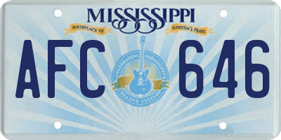 MS license plate AFC646