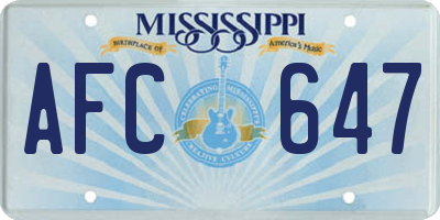 MS license plate AFC647