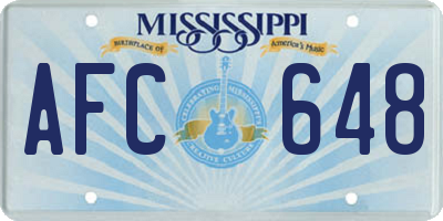 MS license plate AFC648