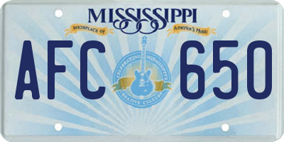 MS license plate AFC650