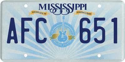 MS license plate AFC651