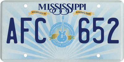 MS license plate AFC652