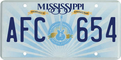 MS license plate AFC654