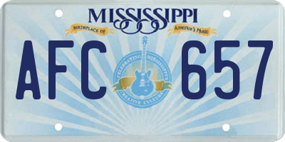 MS license plate AFC657