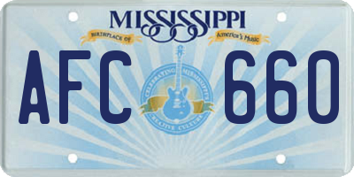 MS license plate AFC660