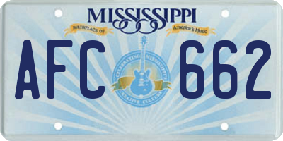 MS license plate AFC662