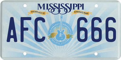 MS license plate AFC666