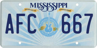 MS license plate AFC667