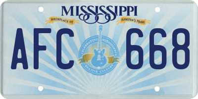 MS license plate AFC668