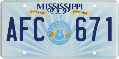 MS license plate AFC671