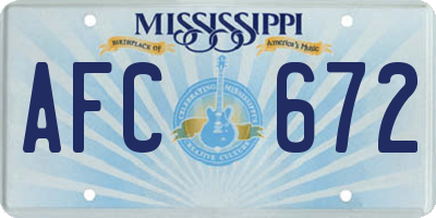 MS license plate AFC672