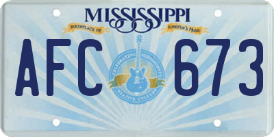 MS license plate AFC673