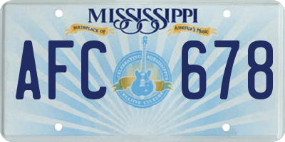 MS license plate AFC678