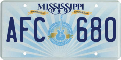 MS license plate AFC680