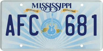 MS license plate AFC681