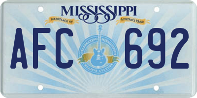MS license plate AFC692