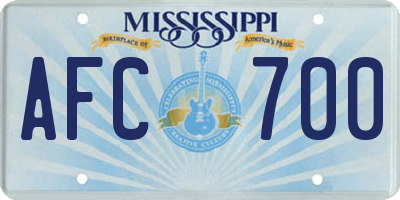 MS license plate AFC700