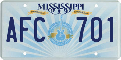 MS license plate AFC701
