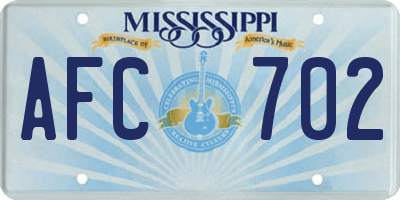 MS license plate AFC702