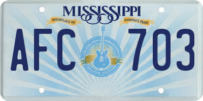 MS license plate AFC703