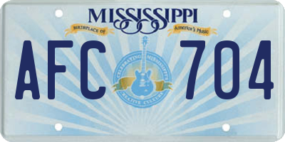 MS license plate AFC704