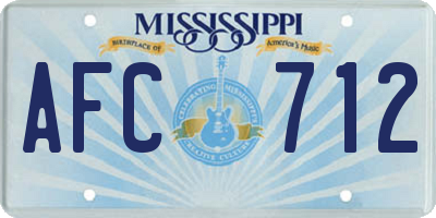 MS license plate AFC712