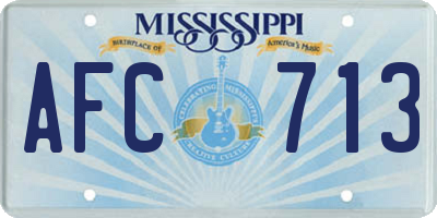 MS license plate AFC713
