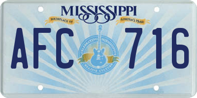 MS license plate AFC716