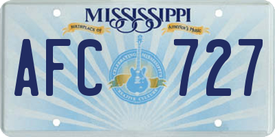 MS license plate AFC727