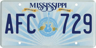 MS license plate AFC729