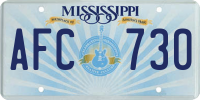 MS license plate AFC730