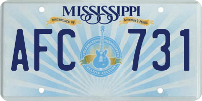 MS license plate AFC731