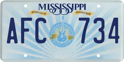MS license plate AFC734