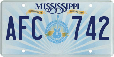 MS license plate AFC742