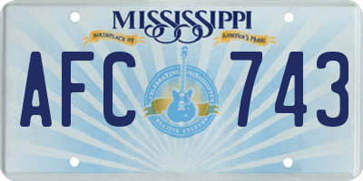 MS license plate AFC743