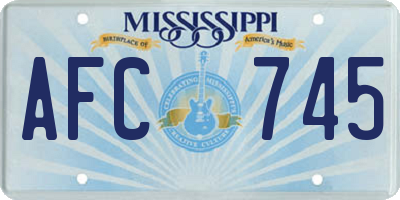 MS license plate AFC745