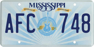 MS license plate AFC748