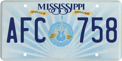 MS license plate AFC758