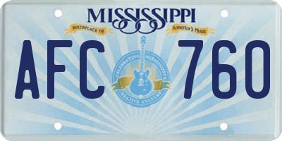 MS license plate AFC760