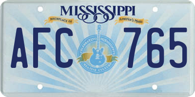 MS license plate AFC765