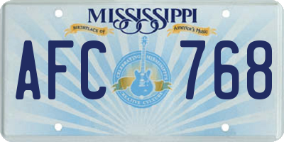MS license plate AFC768