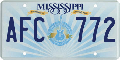 MS license plate AFC772
