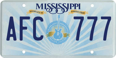 MS license plate AFC777