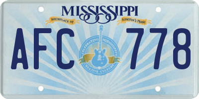 MS license plate AFC778