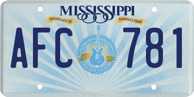 MS license plate AFC781