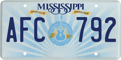 MS license plate AFC792