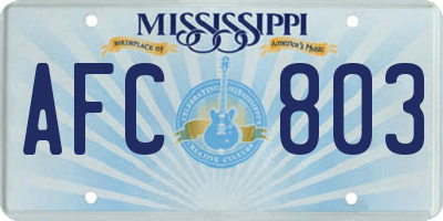 MS license plate AFC803