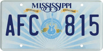 MS license plate AFC815