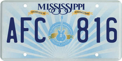 MS license plate AFC816