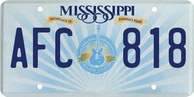 MS license plate AFC818